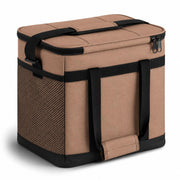 Insulated Nylon Cooler Bag, Green, 40-Can Capacity, Zipper Closure, ID Window, Collapsible, for Catering and Delivery, 15.5x13x14 Inch (Brown, Small) view 2