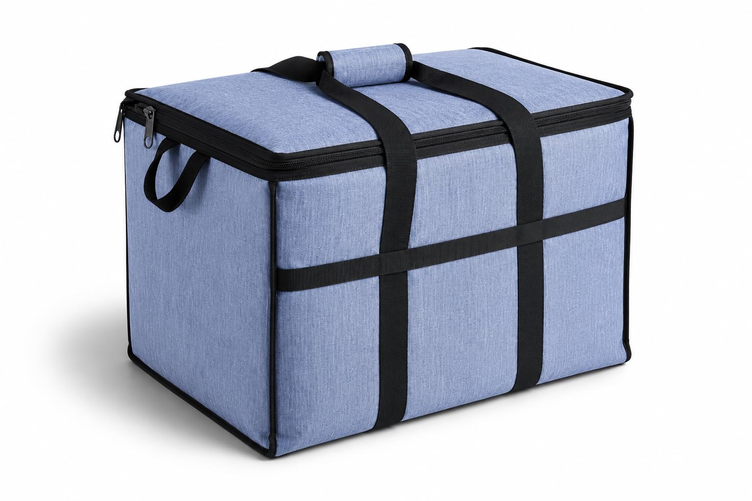 Insulated Nylon Cooler Bag, Green, 40-Can Capacity, Zipper Closure, ID Window, Collapsible, for Catering and Delivery, 15.5x13x14 Inch (Navy, Large)
