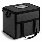 Insulated Nylon Cooler Bag, Green, 40-Can Capacity, Zipper Closure, ID Window, Collapsible, for Catering and Delivery, 15.5x13x14 Inch (Black, Medium)