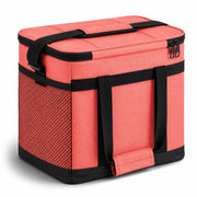 Insulated Nylon Cooler Bag, Green, 40-Can Capacity, Zipper Closure, ID Window, Collapsible, for Catering and Delivery, 15.5x13x14 Inch (Red, Small) view 2