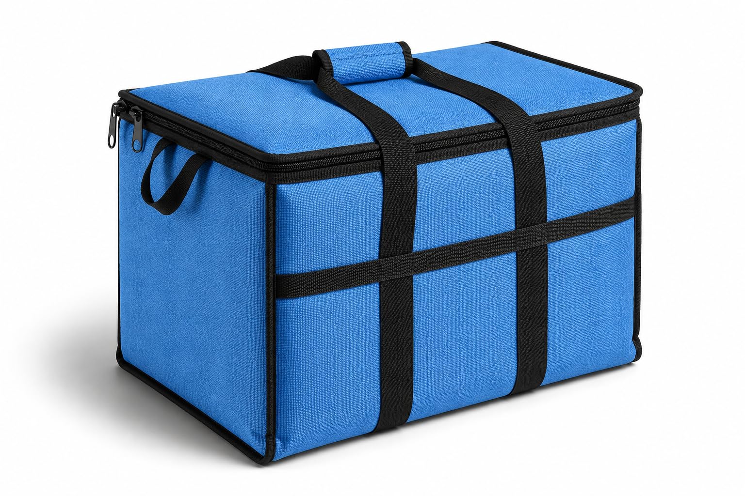 Insulated Nylon Cooler Bag, Green, 40-Can Capacity, Zipper Closure, ID Window, Collapsible, for Catering and Delivery, 15.5x13x14 Inch (Blue, Large)