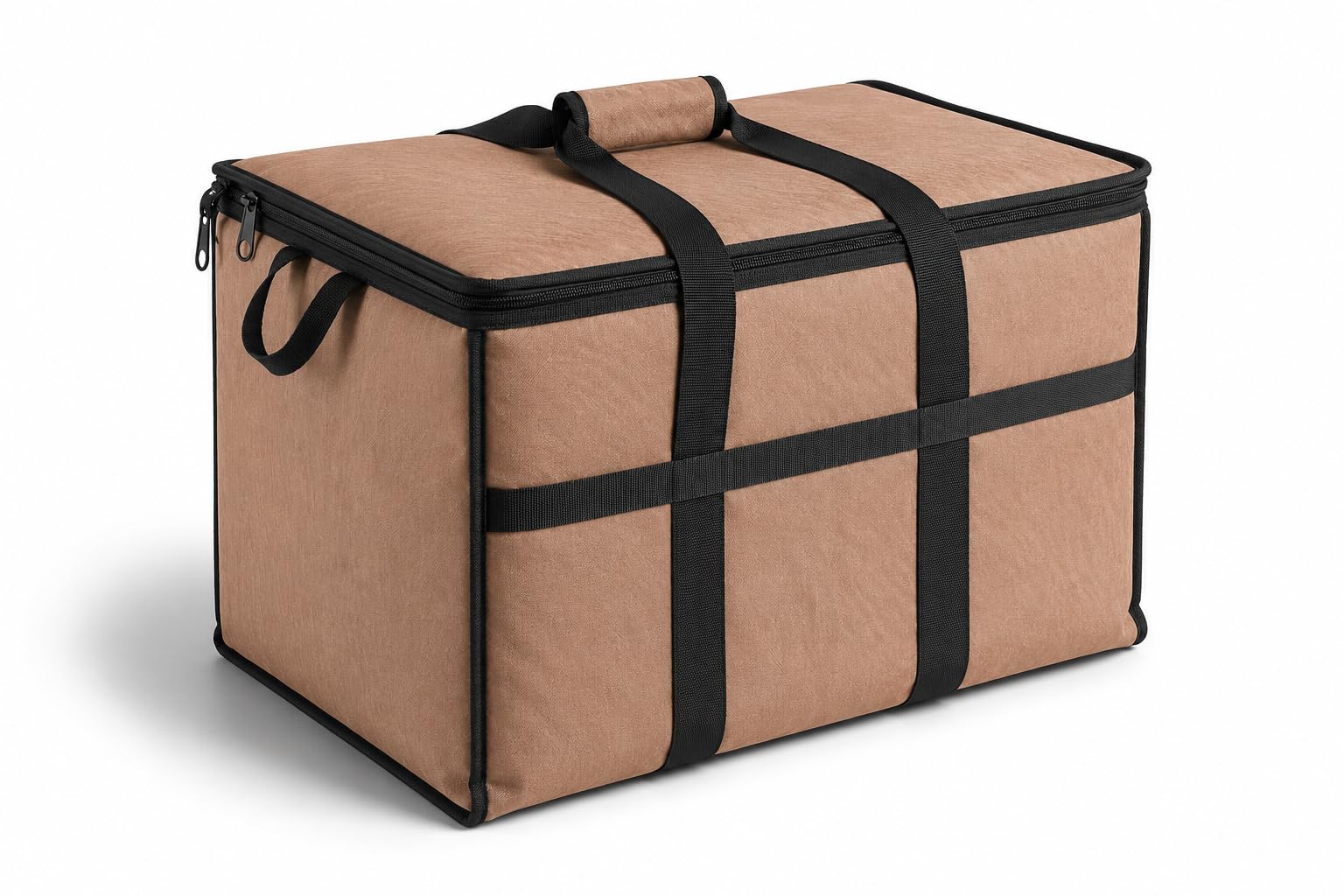 Insulated Nylon Cooler Bag, Green, 40-Can Capacity, Zipper Closure, ID Window, Collapsible, for Catering and Delivery, 15.5x13x14 Inch (Brown, Large)