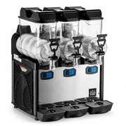 Commercial Pourover Granita Slushy Machine, Frozen Beverage Dispenser, Adjustable Thickness, Stainless Steel, 120V, R-452A, Triple Bowl, 2.6 Gallon