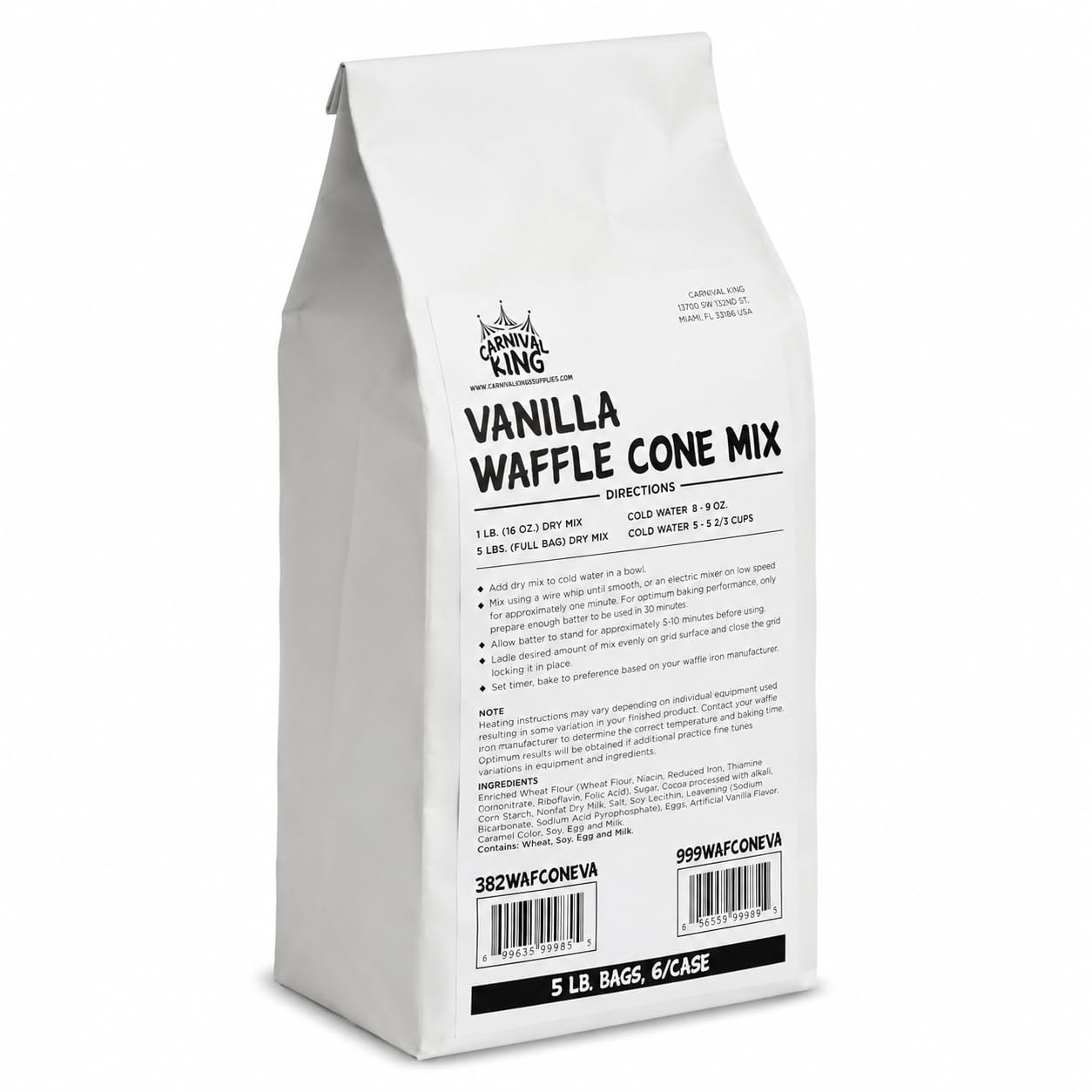 Old Fashioned Vanilla Waffle Cone Mix, 5 lb Bag, Bulk, Made in America, 6-Case Pack