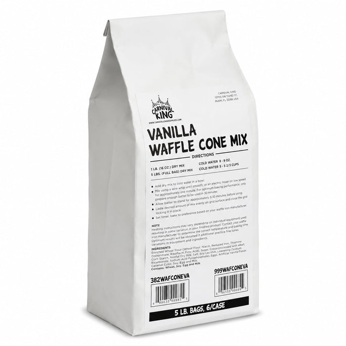 Old Fashioned Vanilla Waffle Cone Mix, 5 lb Bag, Bulk, Made in America, 6-Case Pack