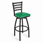 Glownary Back Swivel Bar Stool with Vinyl Padded Seat, 2 1/2 Inch Padding (Green, Clear Coat)