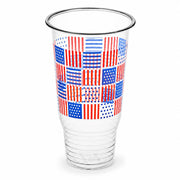 Patriotic Print PET Plastic Cold Cup, 32 oz, Disposable Clear Beverage Cup with Red White & Blue Festive Design, Crack-Resistant, Ideal for Summer Parties, Events, Concession Stands, 500 Count