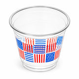 Patriotic Print PET Plastic Cold Cup, 9 oz, Disposable Clear Beverage Cup with Red White & Blue Festive Design, Crack-Resistant, Ideal for Summer Parties, Events, Concession Stands, 1000 Count
