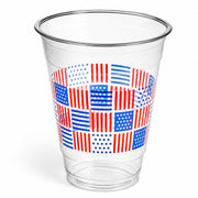Patriotic Print PET Plastic Cold Cup, 12 oz, Disposable Clear Beverage Cup with Red White & Blue Festive Design, Crack-Resistant, Ideal for Summer Parties, Events, Concession Stands, 1000 Count
