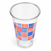 Patriotic Print PET Plastic Cold Cup, 20 oz, Disposable Clear Beverage Cup with Red White & Blue Festive Design, Crack-Resistant, Ideal for Summer Parties, Events, Concession Stands, 600 Count