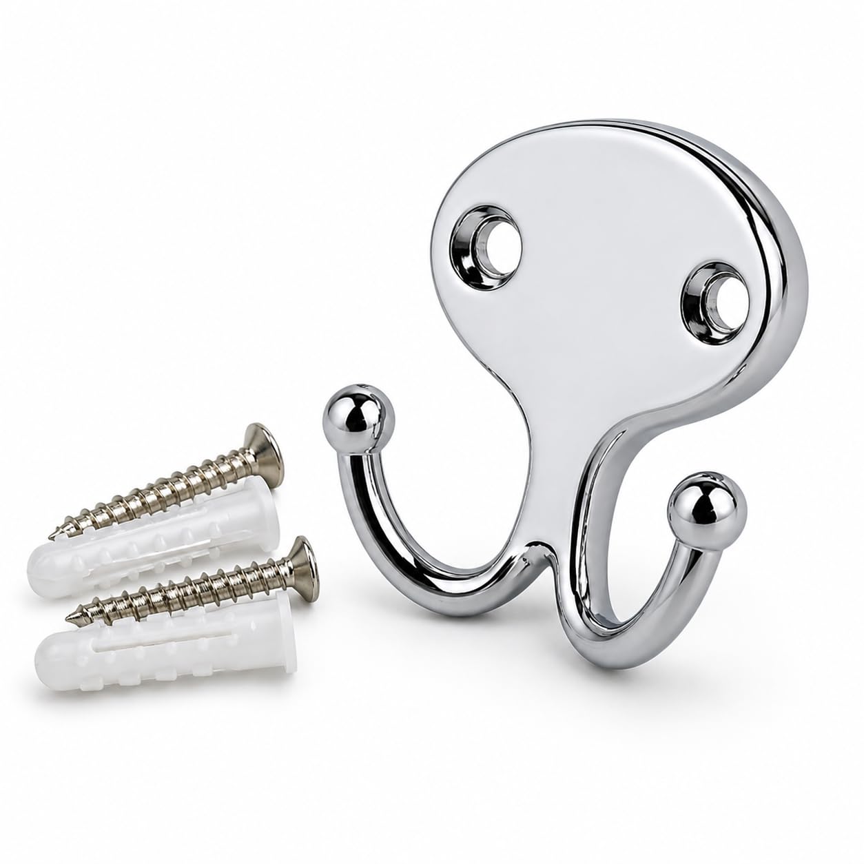 Glownary Double Chrome Bar Purse Hook, Chrome Plated Zinc Alloy, for Bars, Restaurants, and Offices, Wall Mountable, 2.25x1.25x1.75 Inch