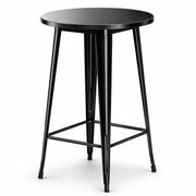 Glownary Alloy Round Bar Height Outdoor Table, Steel, Powder-Coated, Onyx Black, 30 Inch, Freestanding, Seats 3-4