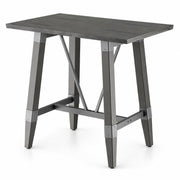 Glownary Bar Height Trestle Table, Slate Gray, Solid Wood Live Edge Top, Industrial Style, 48 x 30 Inches, Seats 4