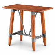 Glownary Bar Height Trestle Table, Rustic Mahogany, Solid Wood Live Edge Top, 30 x 48 Inch, Seats 4, Industrial Style