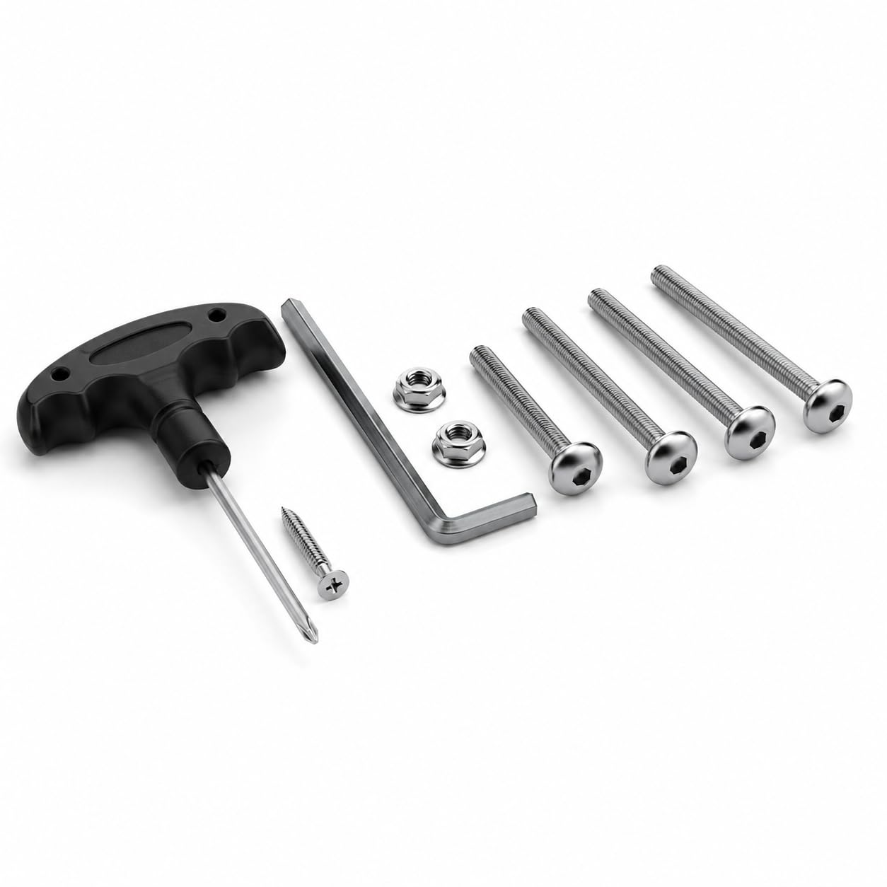 Glownary Hardware for Adirondack Chairs, Replacement Parts, Includes 6 Screws, 14 Bolts, Allen Wrench, and Screwdriver, Black and Silver