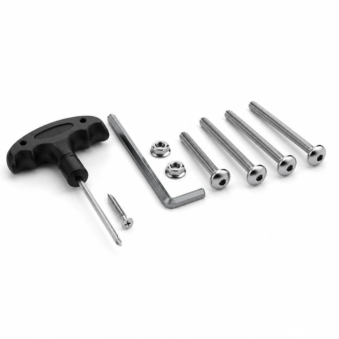 Glownary Hardware for Adirondack Chairs, Replacement Parts, Includes 6 Screws, 14 Bolts, Allen Wrench, and Screwdriver, Black and Silver