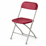 Glownary Folding Chair, Red, Gray Frame, 300 lb. Capacity, Contoured Seat and Back, 35 Inches, 10 Pack
