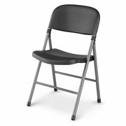 Glownary Black Folding Chair with Gray Steel Frame, Plastic Contoured Seat and Back, 250 lb. Capacity, 4-Pack