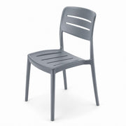 Glownary Alto Shoreline Slate Slat Back Resin Side Chair, Gray, Stackable, Outdoor, 350 lb. Capacity