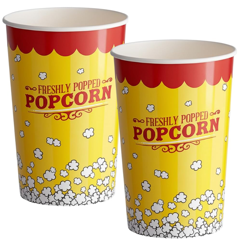 Glownary 64 oz. Round Paper Popcorn Bucket, 360/Case