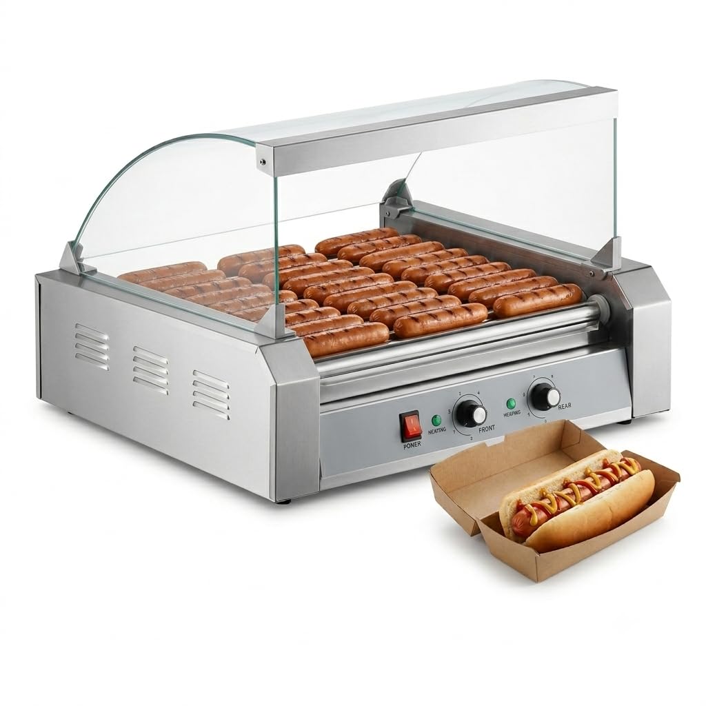 Glownary HDRG30 Hot Dog Roller Grill 30 Dogs 11 Rollers