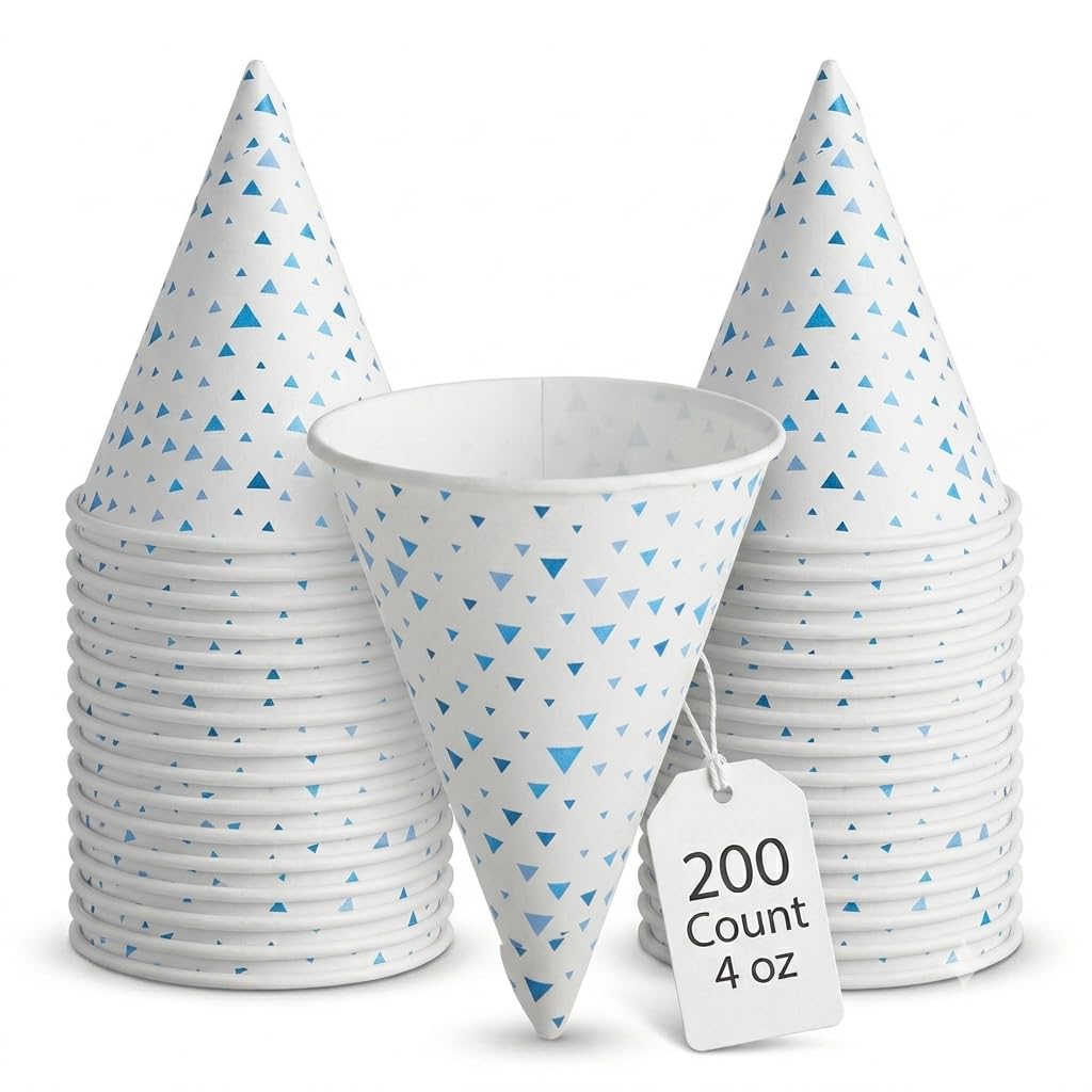 Glownary Paper Cone Cups 4 oz, 200 Count, White