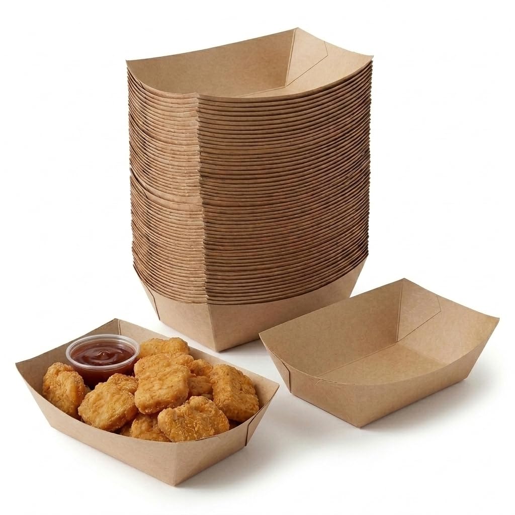 Glownary #200 2 lb. Natural Kraft Paper Food Tray, 1000/Case