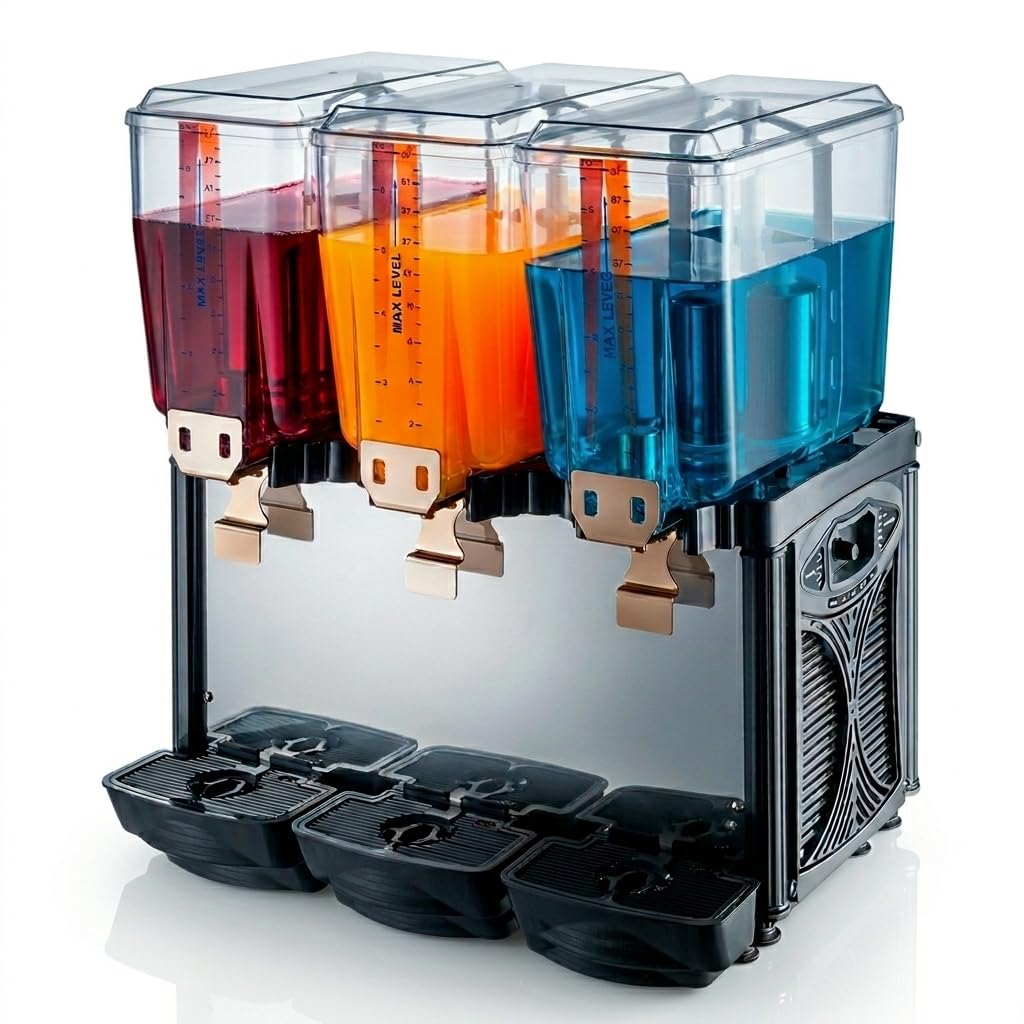 Glownary RBD5G3 Triple Bowl Refrigerated Beverage Dispenser 120V
