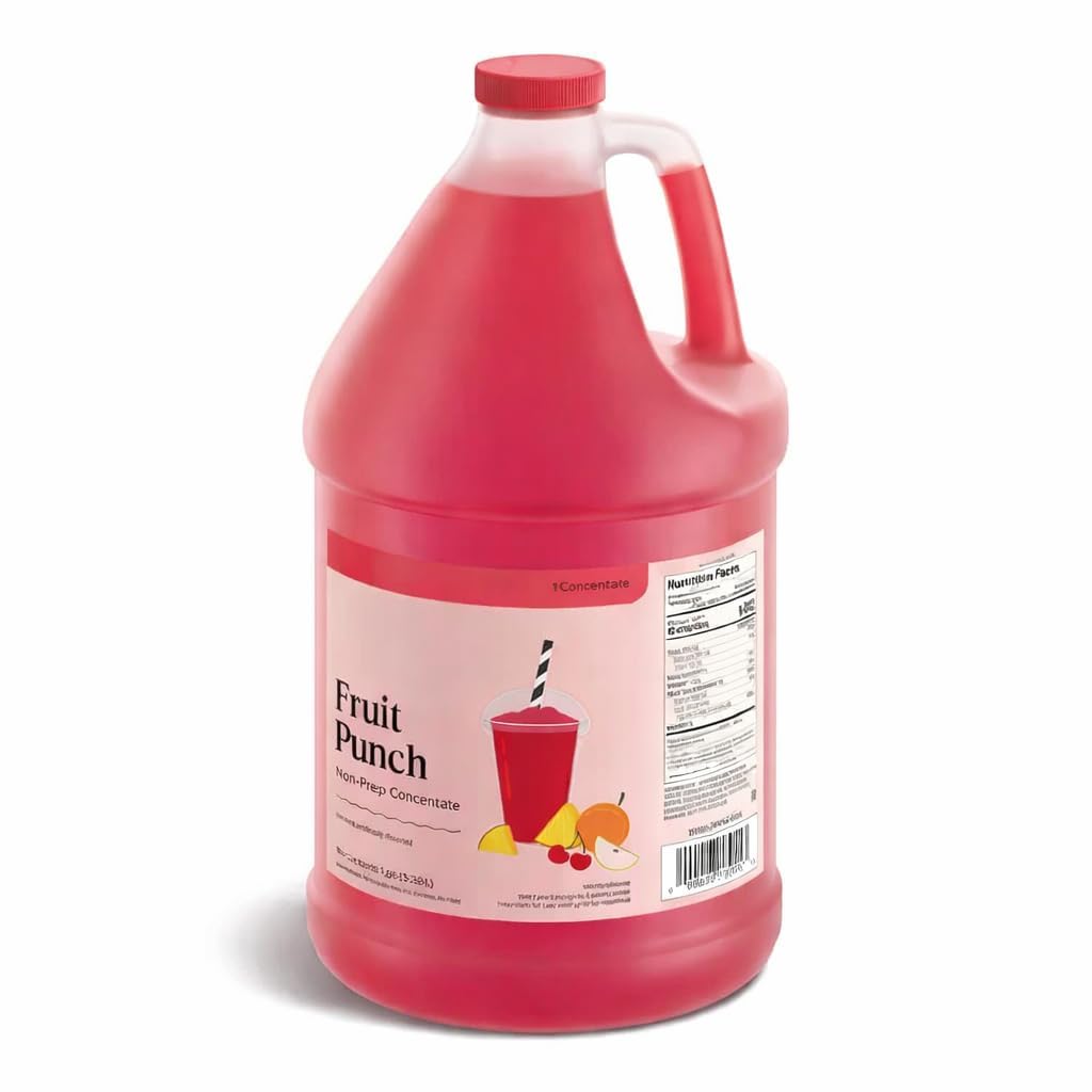 Slushy Mix Concentrate 1 Gallon – 5:1 Frozen Drink Syrup for Slushie, Granita & Snow Cone Machines – High Yield (48 Servings) – Gluten Free – Commercial Beverage Mix – Made in USA (4/Case, Fruit Punch)