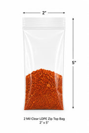 2" x 3" 2 Mil Clear LDPE Zip Top Bags 1,000/Case, Food Safe, Reclosable, Virgin LDPE Material, Flat/No Gusset