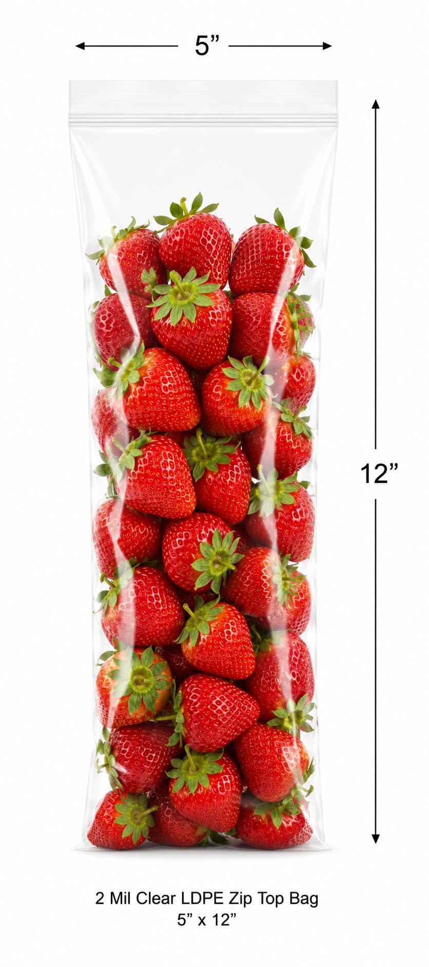 Glownary 5" x 12" 2 Mil Clear LDPE Zip Top Bag, 1,000/Case, Food Safe, Reclosable, Virgin LDPE Material, No Gusset Flat Style