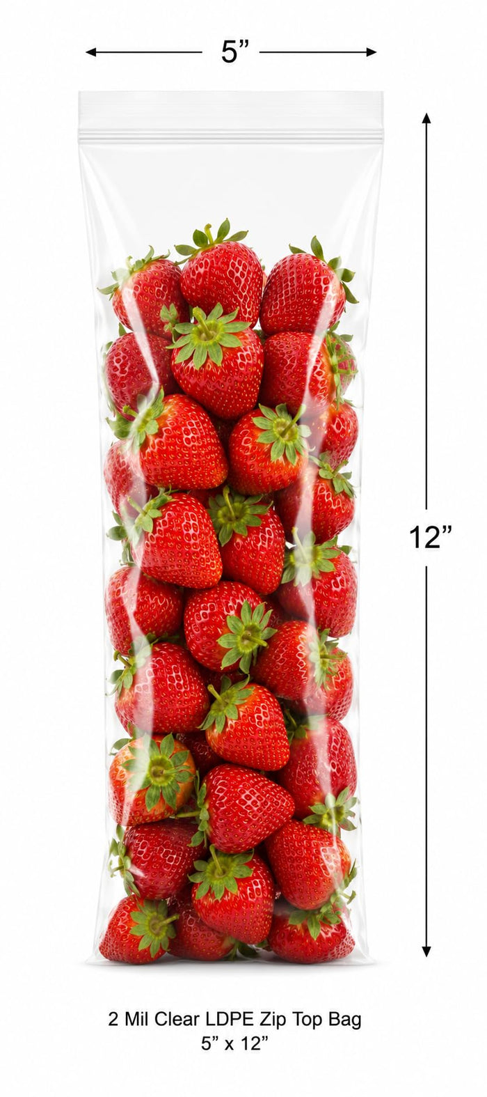 Glownary 5" x 12" 2 Mil Clear LDPE Zip Top Bag, 1,000/Case, Food Safe, Reclosable, Virgin LDPE Material, No Gusset Flat Style