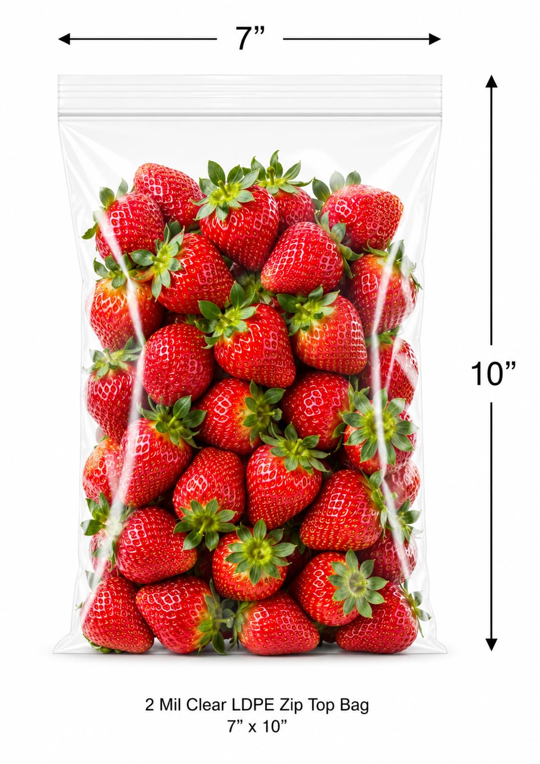 Glownary 7" x 10" 2 Mil Clear LDPE Zip Top Bag, 1,000/Case, Food Safe, Reclosable, No Gusset/Flat, 100% Virgin LDPE