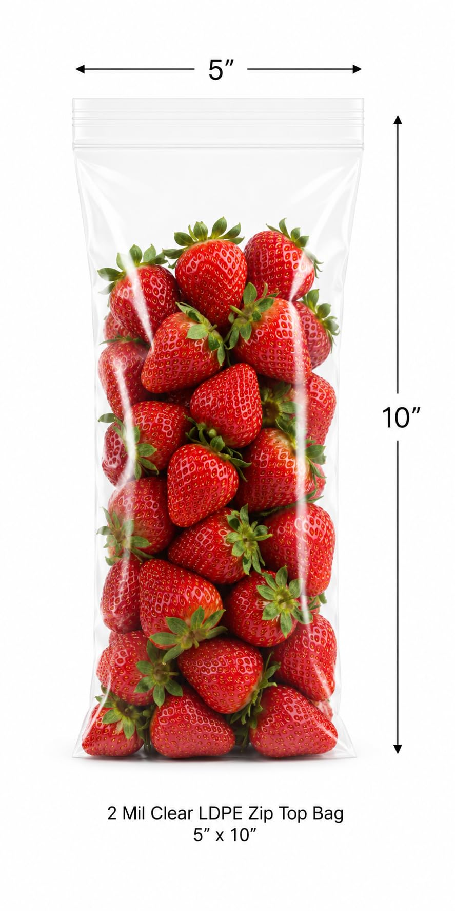 Glownary 5" x 10" 2 Mil Clear LDPE Zip Top Bag, 1,000/Case, Food Safe, Reclosable, Virgin LDPE Material, No Gusset Flat Style