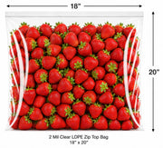 18" x 20" 2 Mil Clear LDPE Zip Top Bag 500/Case, Food Safe, Reclosable, No Gusset Flat Style
