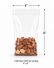 Glownary 4" x 6" 2 Mil Clear LDPE Zip Top Bag 1000/Case Reclosable Zip Closure, Food Safe USDA-Approved, 100% Virgin LDPE, Flexible & Tear-Resistant