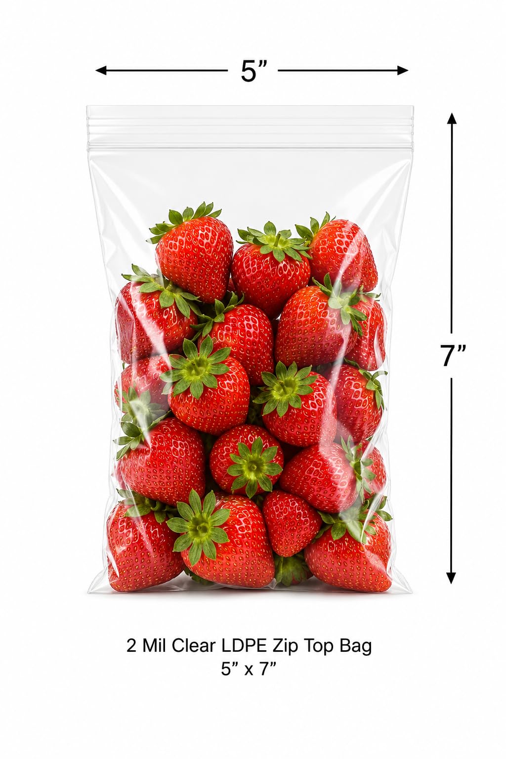 Glownary 5" x 7" 2 Mil Clear LDPE Zip Top Bags 1,000/Case, Food Safe USDA Approved, Reclosable Closure
