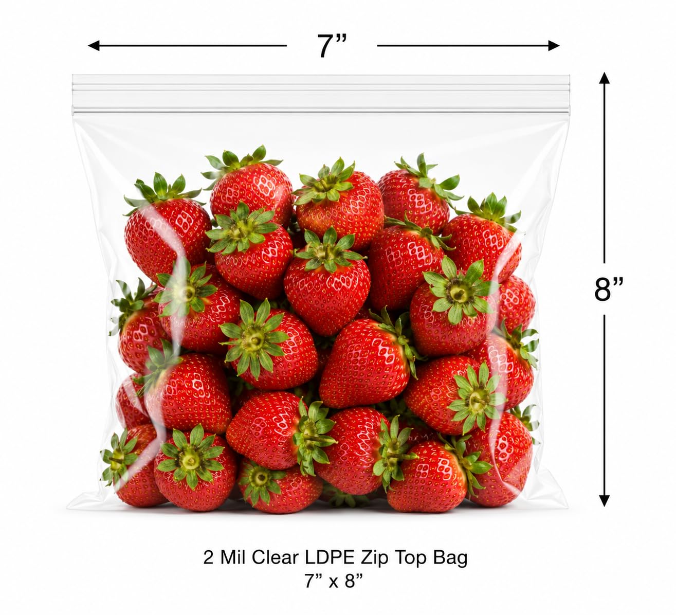 Glownary 7" x 8" 2 Mil Clear LDPE Zip Top Bag 1,000/Case, Food Safe, Reclosable, Virgin LDPE Material, No Gusset Flat Style