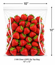 10 x 12 Inch Zip Top Plastic Bags, Clear LDPE, 2 Mil Thick, Resealable Food Storage Bags, 1000 Pack