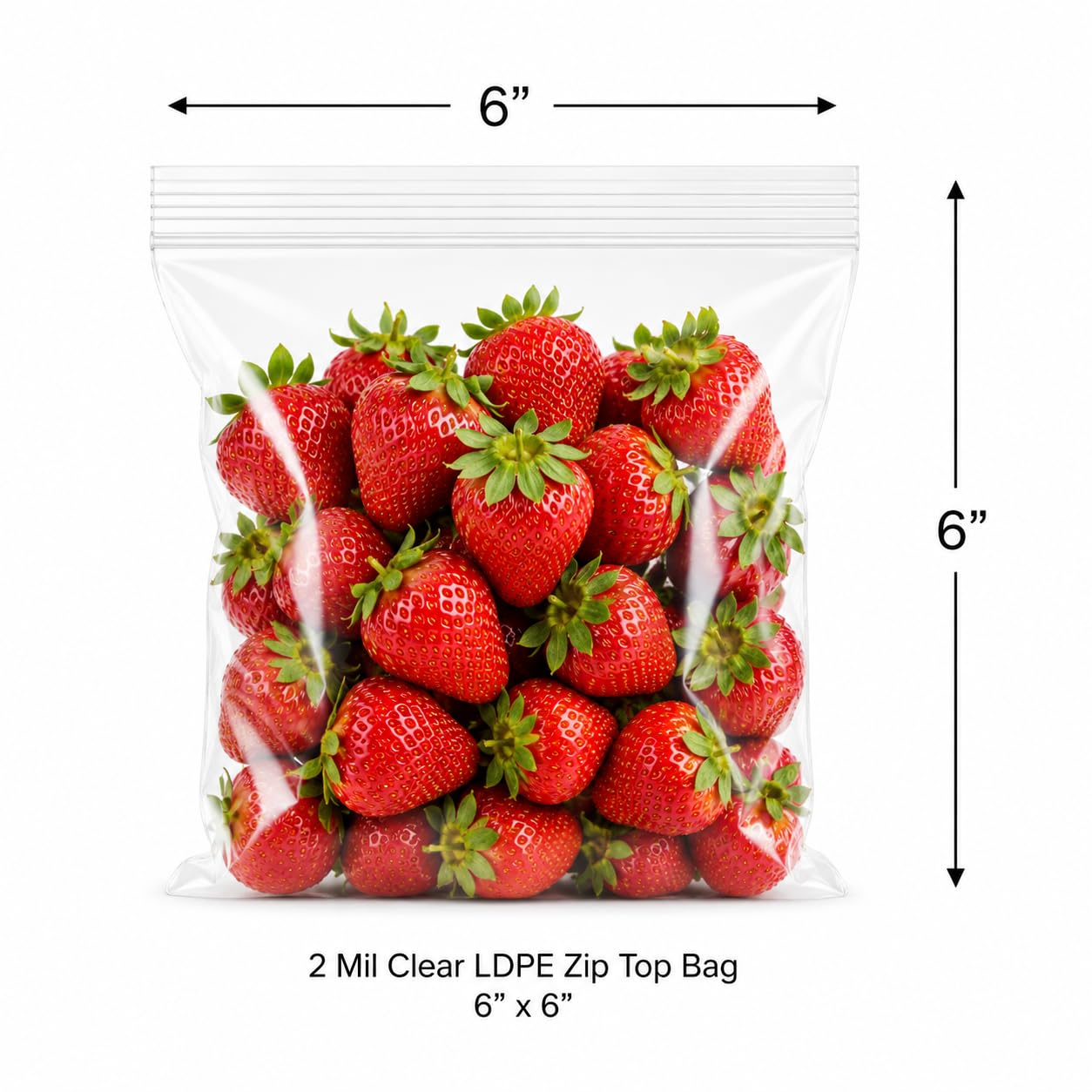 Glownary 6" x 6" 2 Mil Clear LDPE Zip Top Bag 1,000/Case, Food Safe, USDA Approved, 100% Virgin LDPE, Reclosable, Square, No Gusset