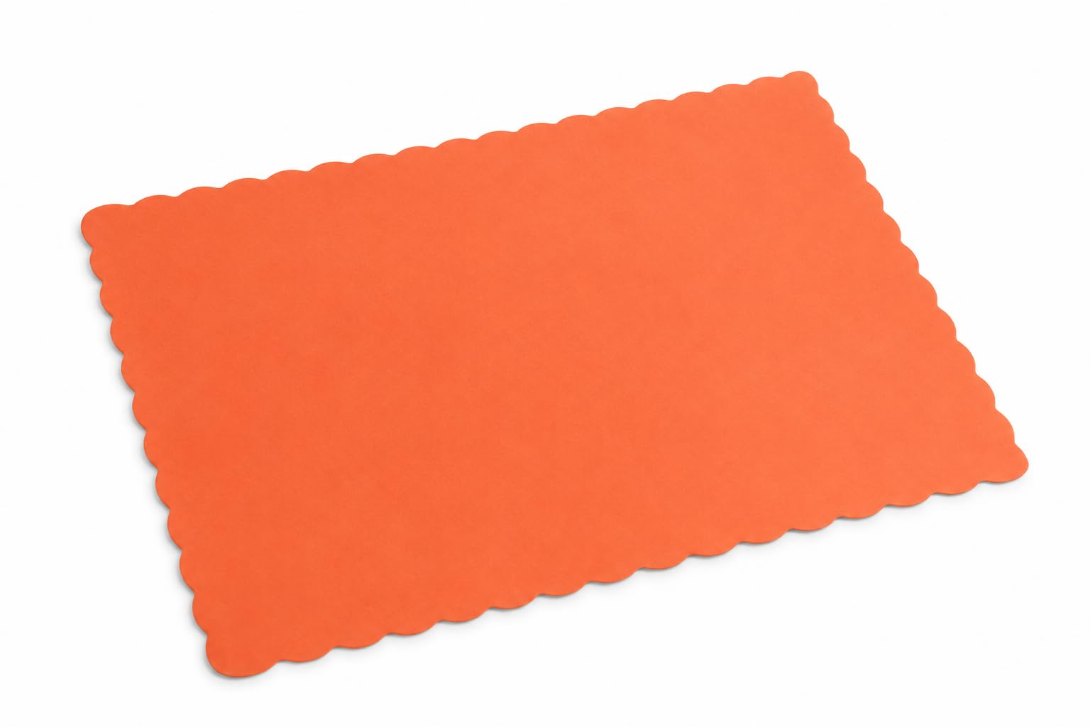 10" x 14" Bittersweet Orange Colored Paper Placemat with Scalloped Edge - 1,000/Case