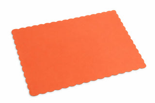 10" x 14" Bittersweet Orange Colored Paper Placemat with Scalloped Edge - 1,000/Case