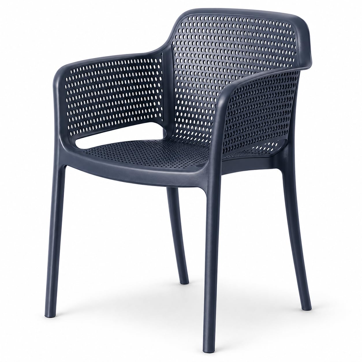 Glownary Rio Sea Blue Resin Arm Chair, Stackable