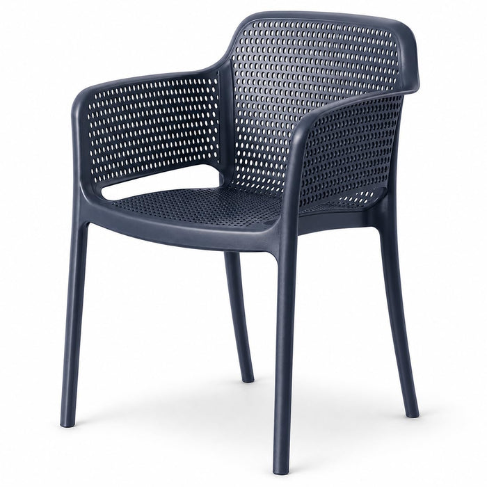 Glownary Rio Sea Blue Resin Arm Chair, Stackable