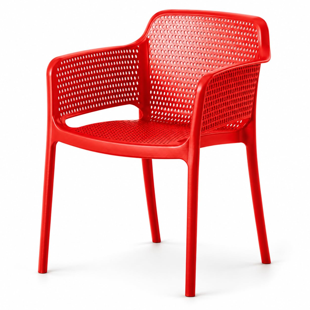 Glownary Rio Buoy Red Resin Arm Chair, Indoor/Outdoor