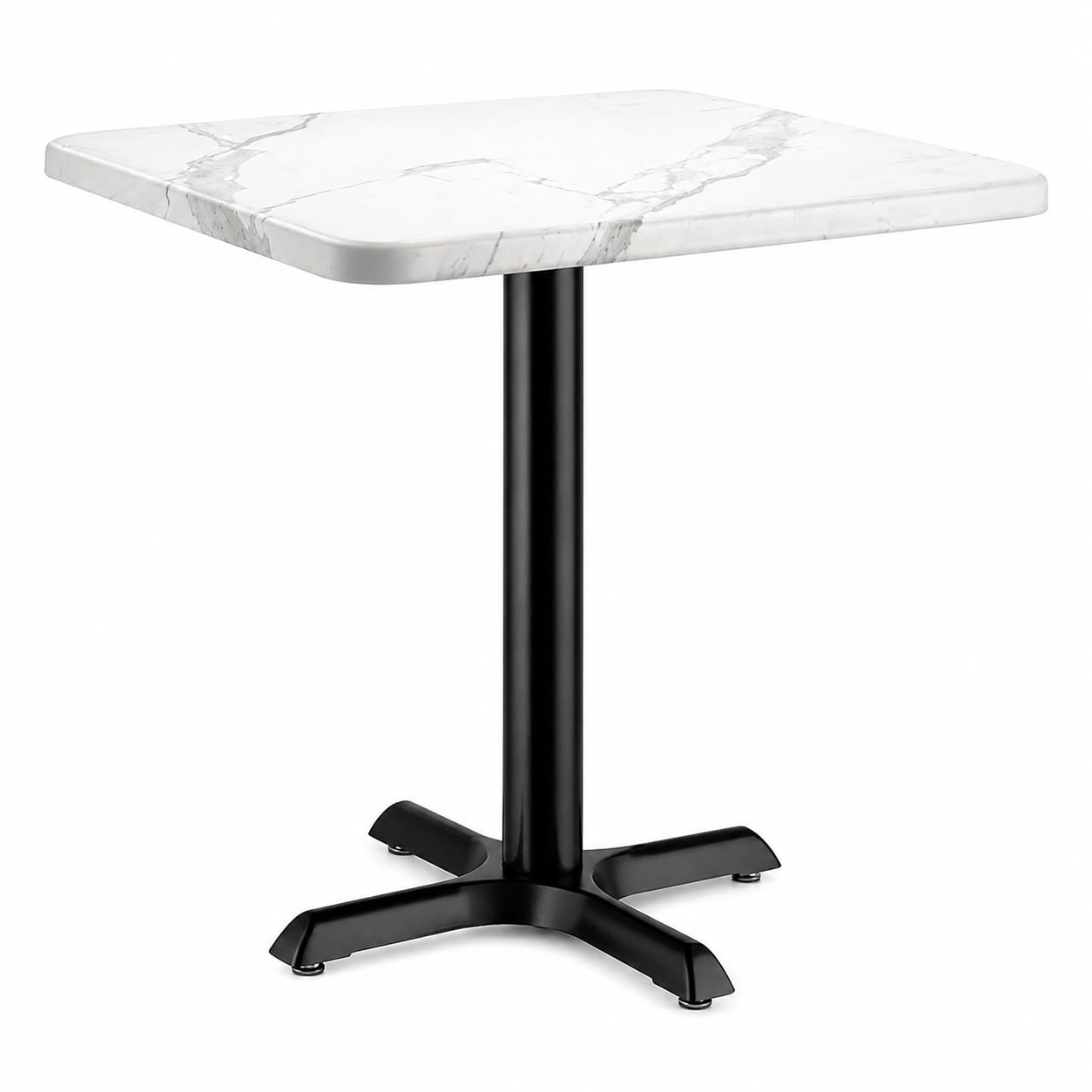 Glownary 76x76cm Square MDF Table White Faux Marble Finish