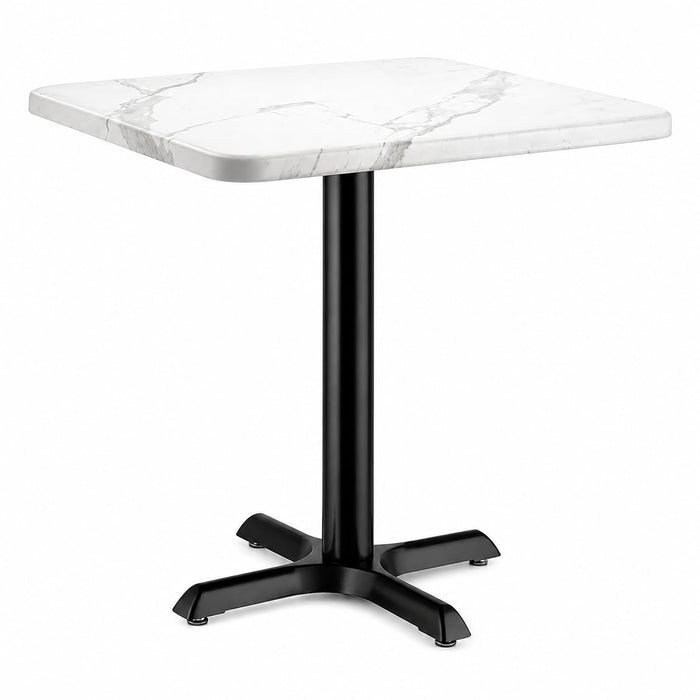 Glownary 76x76cm Square MDF Table White Faux Marble Finish