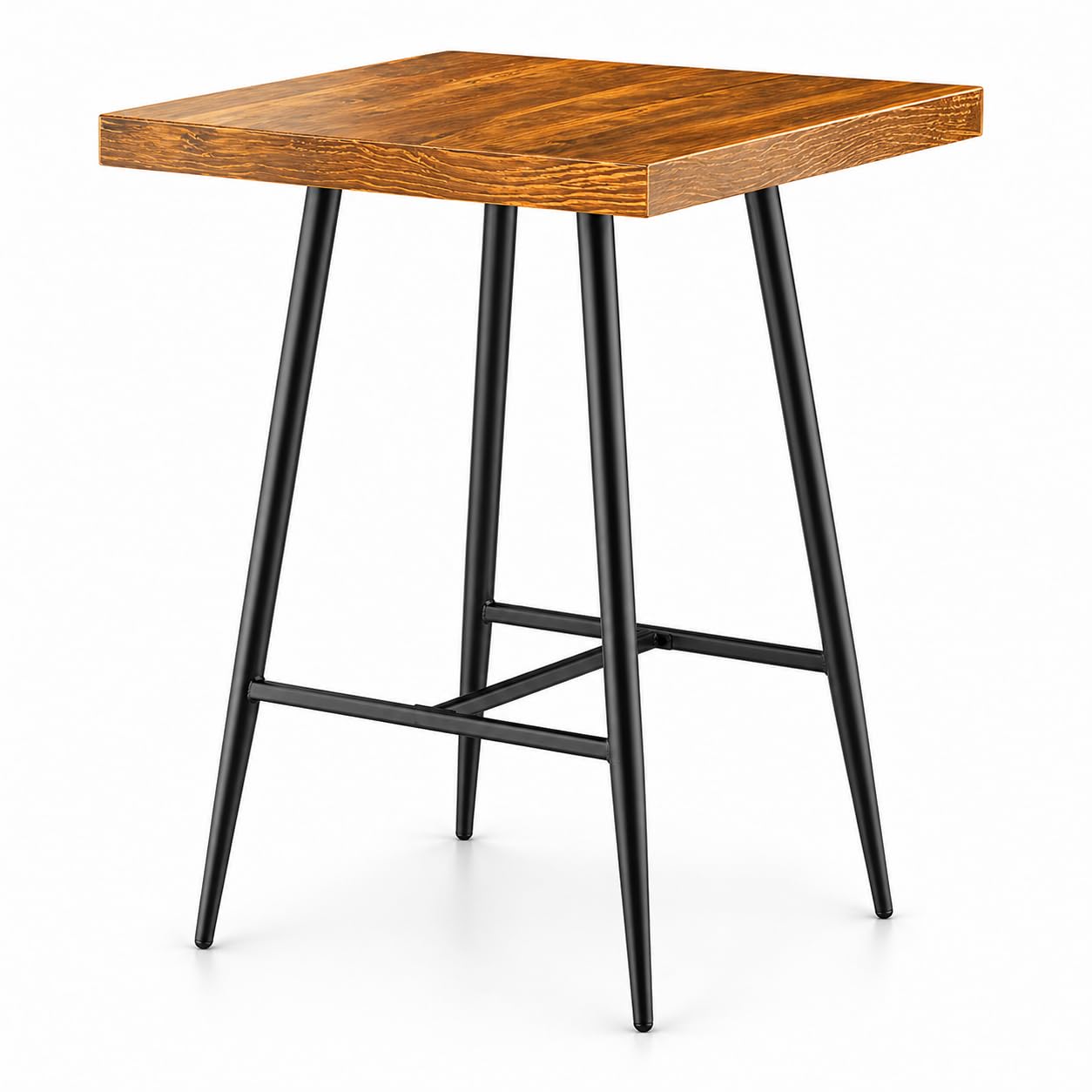 Glownary Mid-Century Bar Height Butcher Block Table 76x76cm