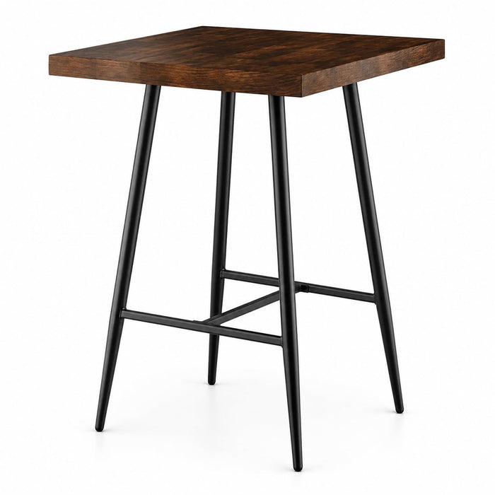 Glownary Mid-Century Bar Height Butcher Block Table 76x76cm