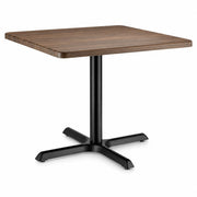 Glownary 36x36 Square MDF Table Dark Walnut Finish Black Base